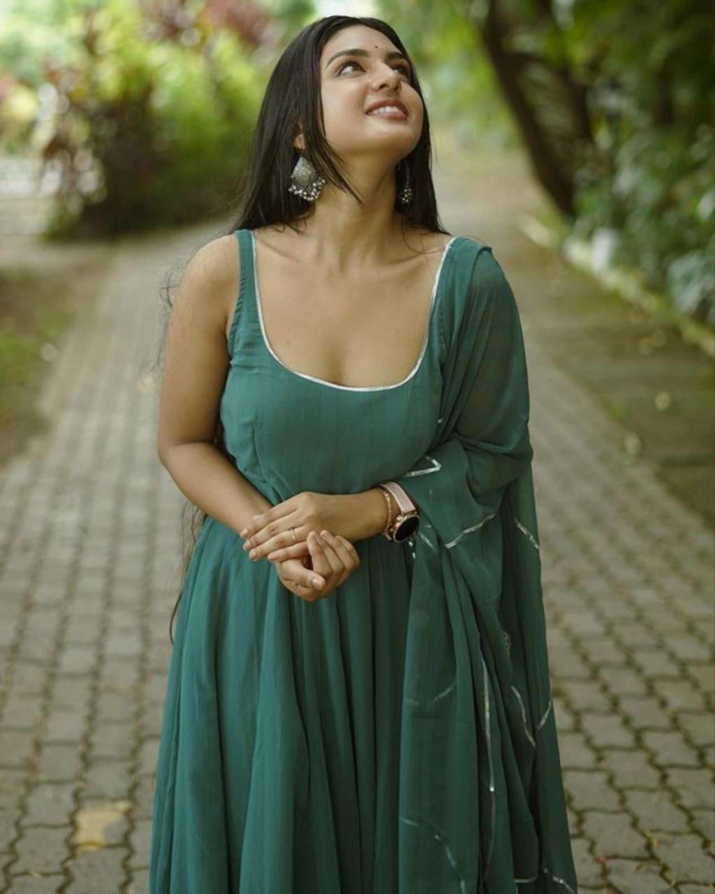 Rerdy To Wear Green Pure Georgette Anarkali Suit With Dupatta