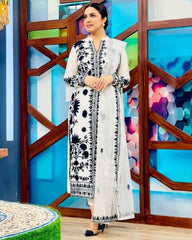 Gorgeou Of White Faux Georgette Embroidery Work Pakistani Suit With Dupatta