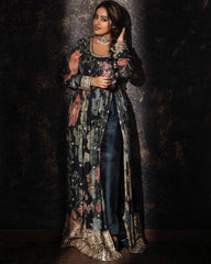 Rerdy To Wear Black Faux Georgette Digital Print Anarkali Gown With Dupatta