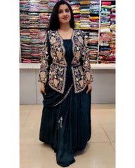 Gorgeous Rangoli Silk Embroidery Work Gown With Jeket