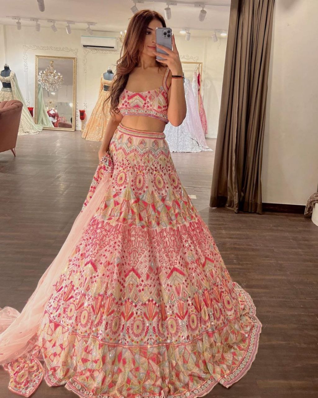 Gorgeous Fuax Georgette Sequence Work Lahenga Choli With Dupatta