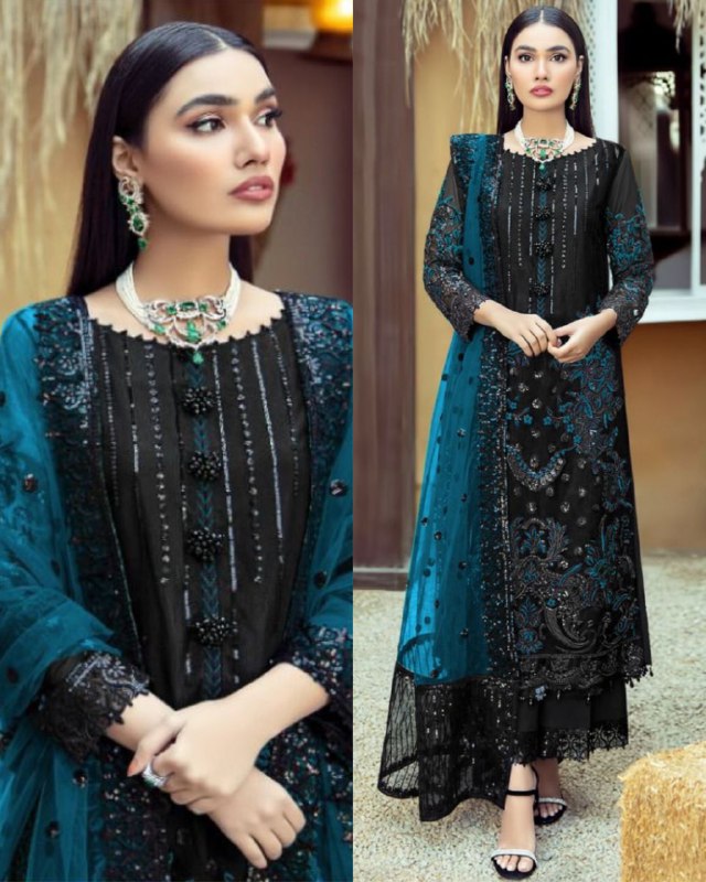 Gorgeous Faux Georgette Embroidery Work Pent Suit With Dupatta