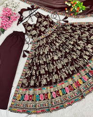 Gorgeous Faux Georgette Embroidery Work Anarkali Suit With Dupatta