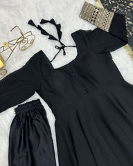 Rerdy To Wear Black Faux Georgette Sequance Work Anarkali Suit With Dupatta