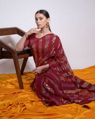 Gorgeous Pure Georgette Embroidery Work Saree With Blouse