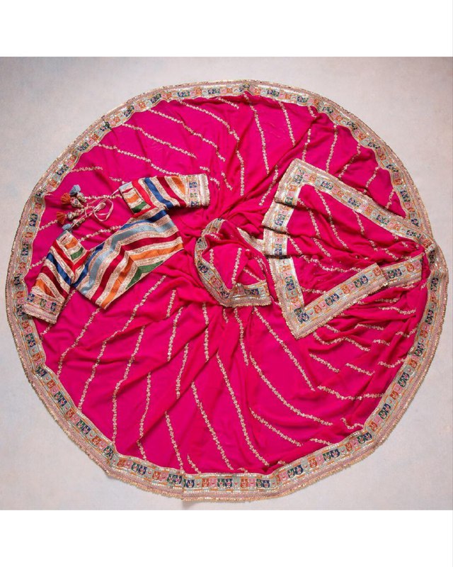 Gorgeou Rangoli Silk Emboidey Work Saree With Blouse