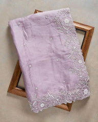 Gorgeou Purple Organza Silk Embroidery Work Saree With Blouse