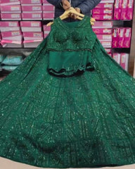 Gorgeou Green Pure Georgette Embroidery Work Lehenga Choli With Dupatta
