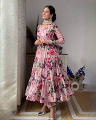 Rerdy To Wear Multi Heavy Georgette Digital Print Anarkali Suit With Dupatta