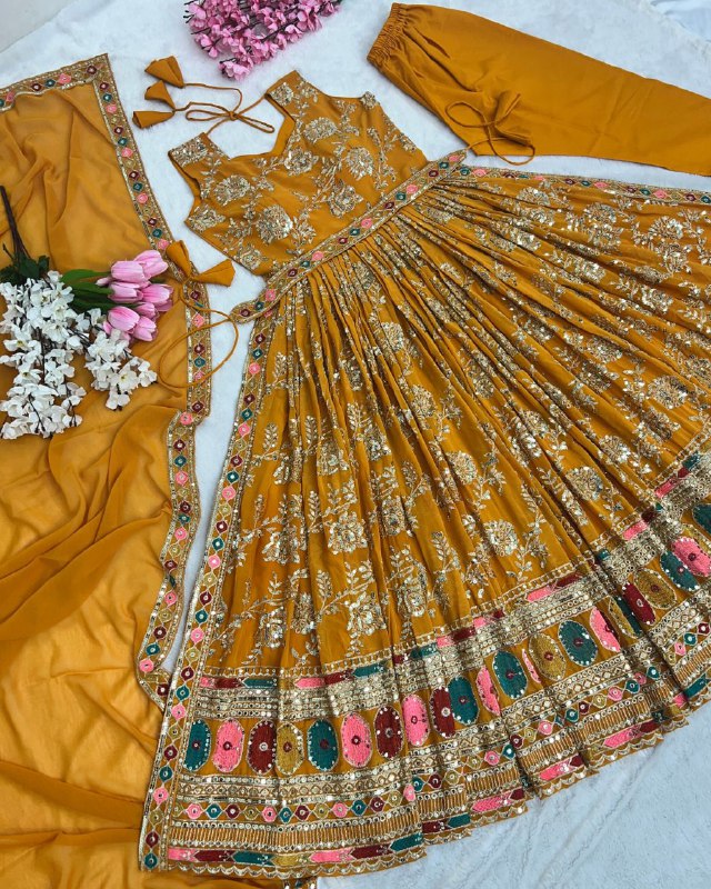 Gorgeous Faux Georgette Embroidery Work Anarkali Suit With Dupatta