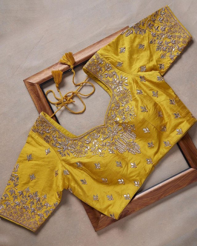 Gorgeou Mud-Yellow Heavy Khadi Organza Embroidery Work  Saree With Blouse