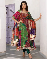 Rerdy To Wear Multi Pure Georgette Embroidery Work Anarkali Suit With Dupatta