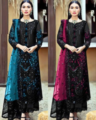 Gorgeous Faux Georgette Embroidery Work Pent Suit With Dupatta