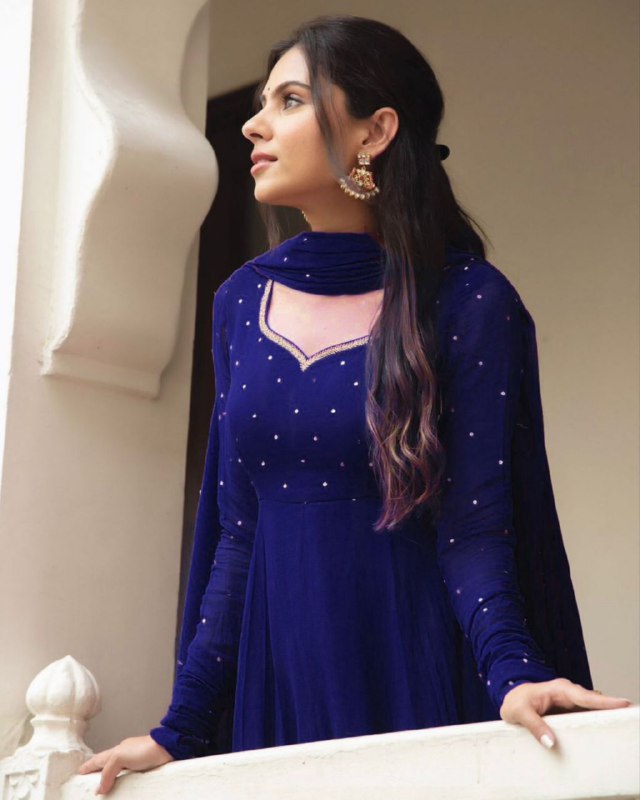Rerdy To Wear Blue Pure Georgette Lace Work Anarkali Suit With Dupatta