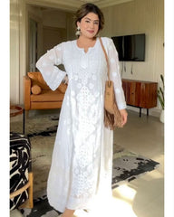 Rerdy To Wear White Rayon Cotton Thread Work Pent Suit With Dupatta