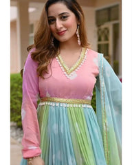 Rerdy To Wear Multi Faux Georgette Digital Print Anarkali Gown With Dupatta