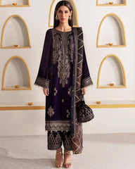 Gorgeous Blue Micro Velvet Embroidery Work Pakistani Suit With Dupatta