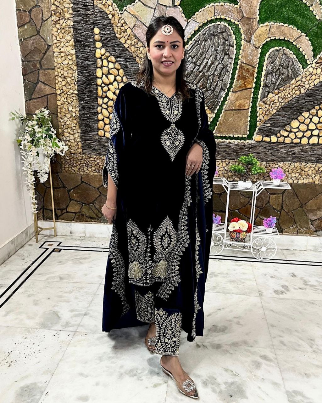Gorgeous Black Micro Velvet Embroidery Work Pakistani Suit With Dupatta