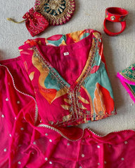 Gorgeous Pink Maslin Silk Hand Work Aaliya Cut With Dupatta