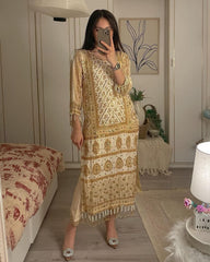 Gorgeous Crem Pure Georgette Embroidery Work Pakistani Suit With Dupatta