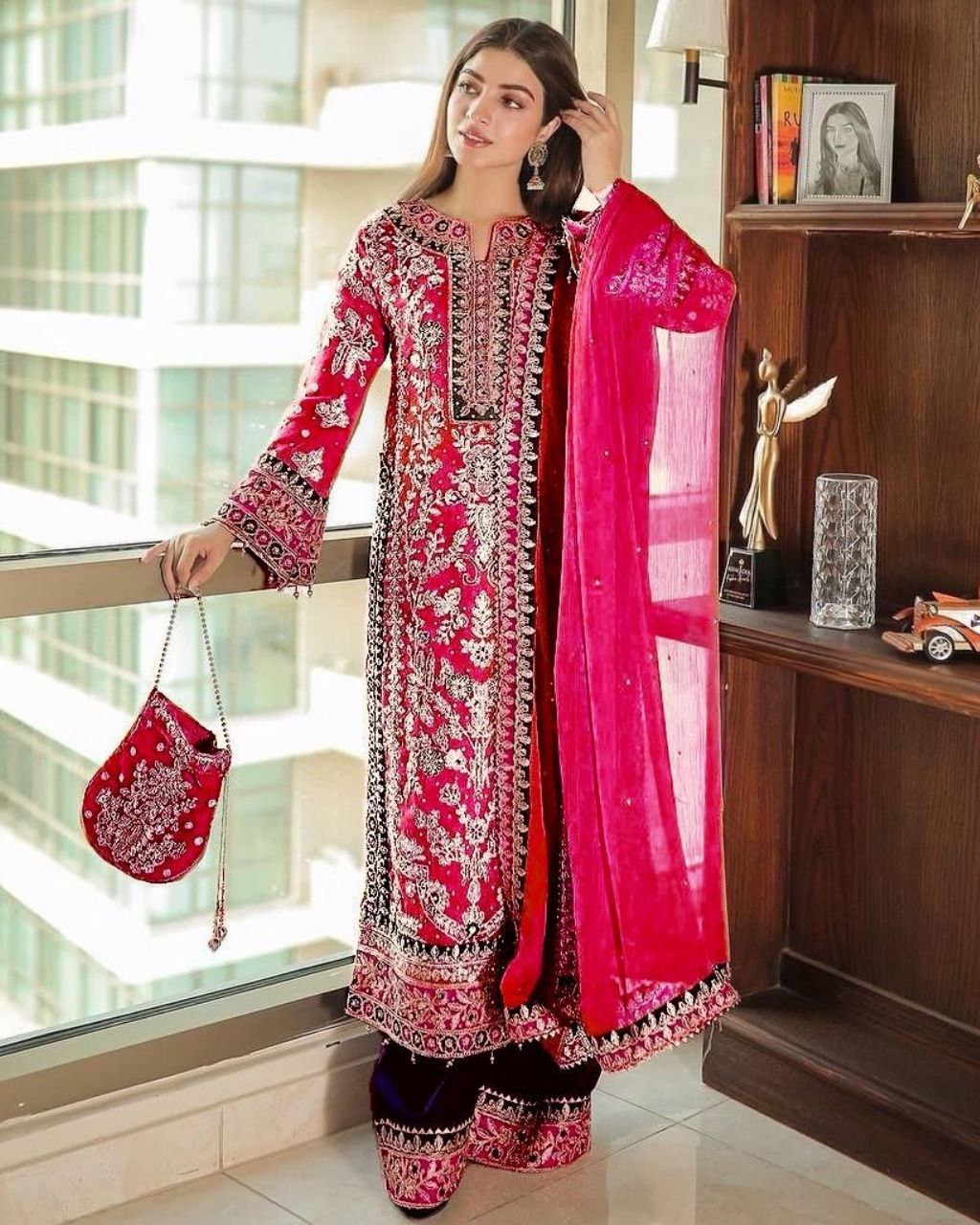 Gorgeous Pure Georgette With Fancy Embroidery Thread Work Plazo Suit With Dupatta