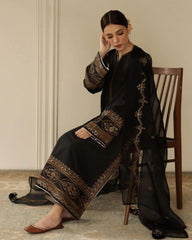 Adorable Black Chinon Silk With Sequence Work Plazo Suit With Dupatta