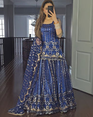 Ready To Wear Pure Georgette With Sequence Work Sharara Suit With Dupatta