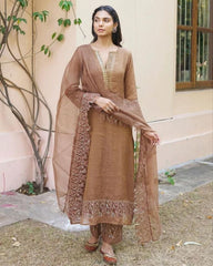 Ready To Wear Chanderi Silk With Sequence Work Plazo Suit With Dupata