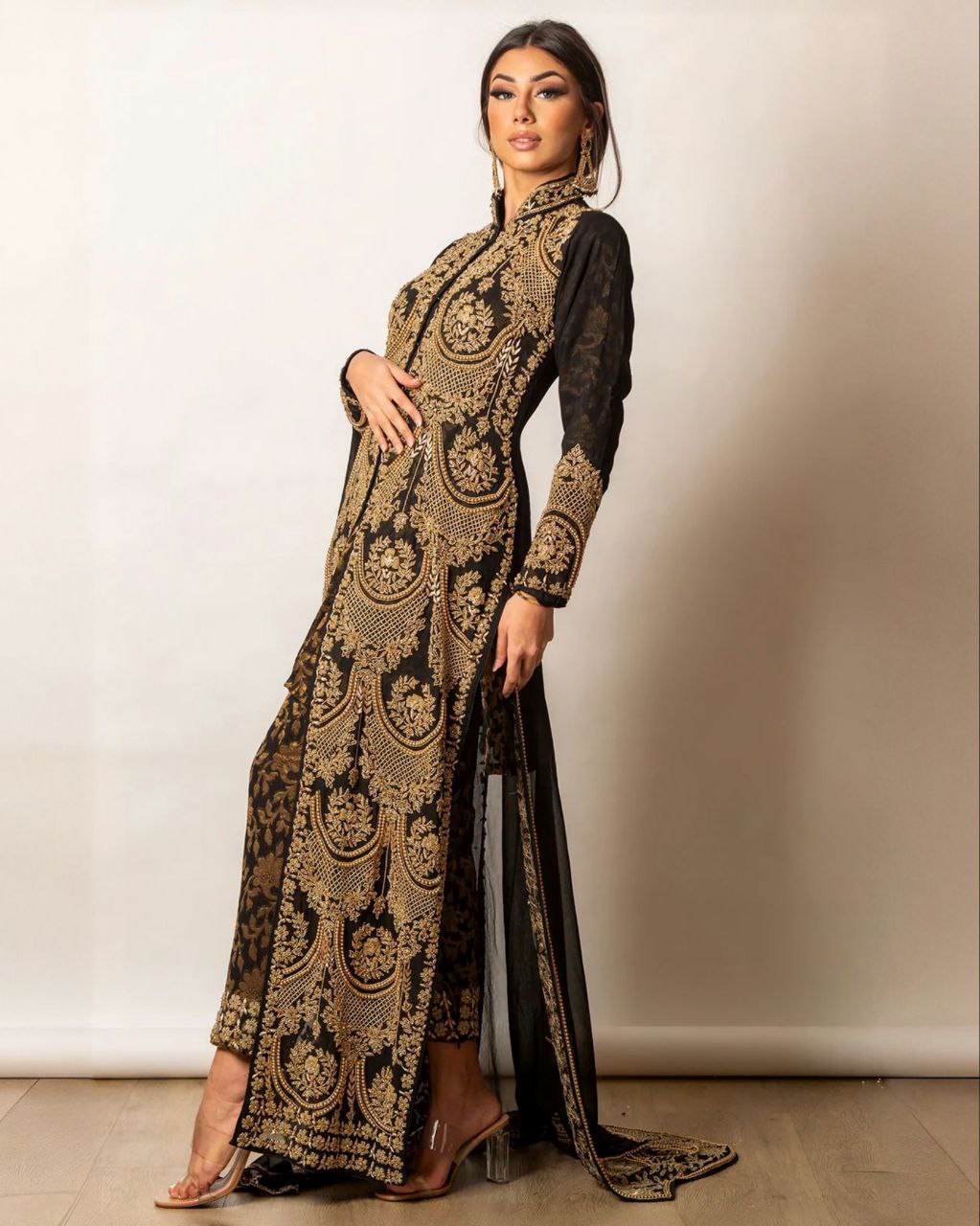 Gorgeous Black Pure Georgette With Sequence Work Designer Koti Suit With Dupatta