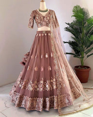 Adorable Faux Georgette With Fancy Sequence Work Lehenga Choli With Dupatta